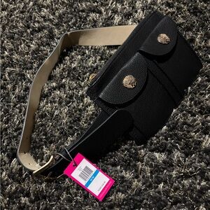 Black Belt Bag with Gold Accents